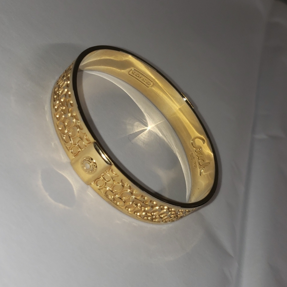 Coach Bracelet Signature Gold Toned Bangle - Picture 2 of 6